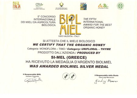 Silber-Medaille für den organischen Honig von Si Mel bei BIOL MIEL in Italien.\\n\\n02/05/2015 18:58