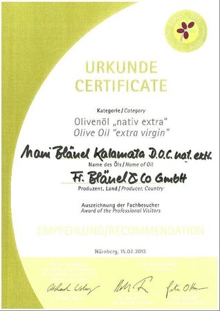 Biofach 2013 Auszeichnung der Fachbesucher - Kategorie Olivenöl 'nativ extra'\\n\\n02.05.2015 10:40