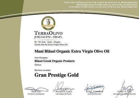 Gran Prestige Gold beim Terra Olivo Wettbewerb 2013 in Israel\\n\\n02.05.2015 11:39