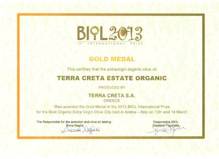 Internationaler Preis BIOL Goldmedaille bei den besten organischen Olivenölen in 2013\\n\\n02.05.2015 13:11