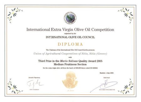 3.Platz beim Mario Solinas Quality Award im Rahmen des International Olive Oil Council 2005\\n\\n02.05.2015 16:25